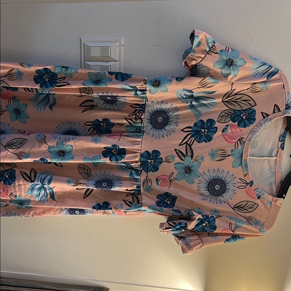 Floral Pink and Blue Women's Dress